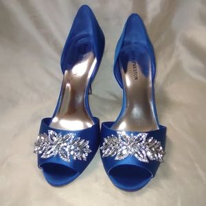 Kate Preston Beauty Blue Satin Women's Heels. Size 9.5